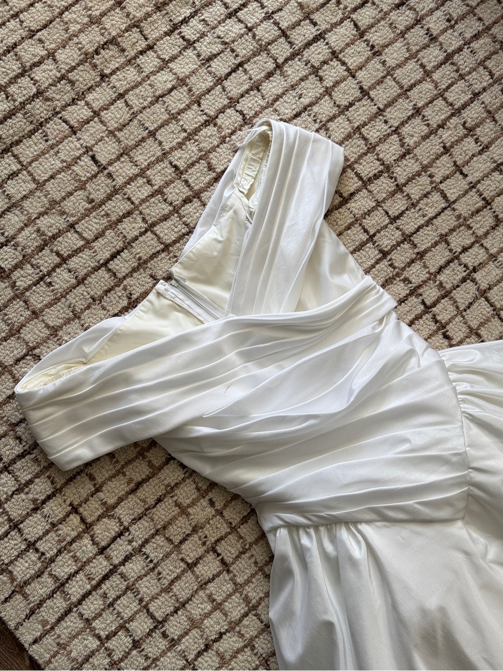 Vintage White Off-Shoulder Drop Waist Pleated Women’s Dress